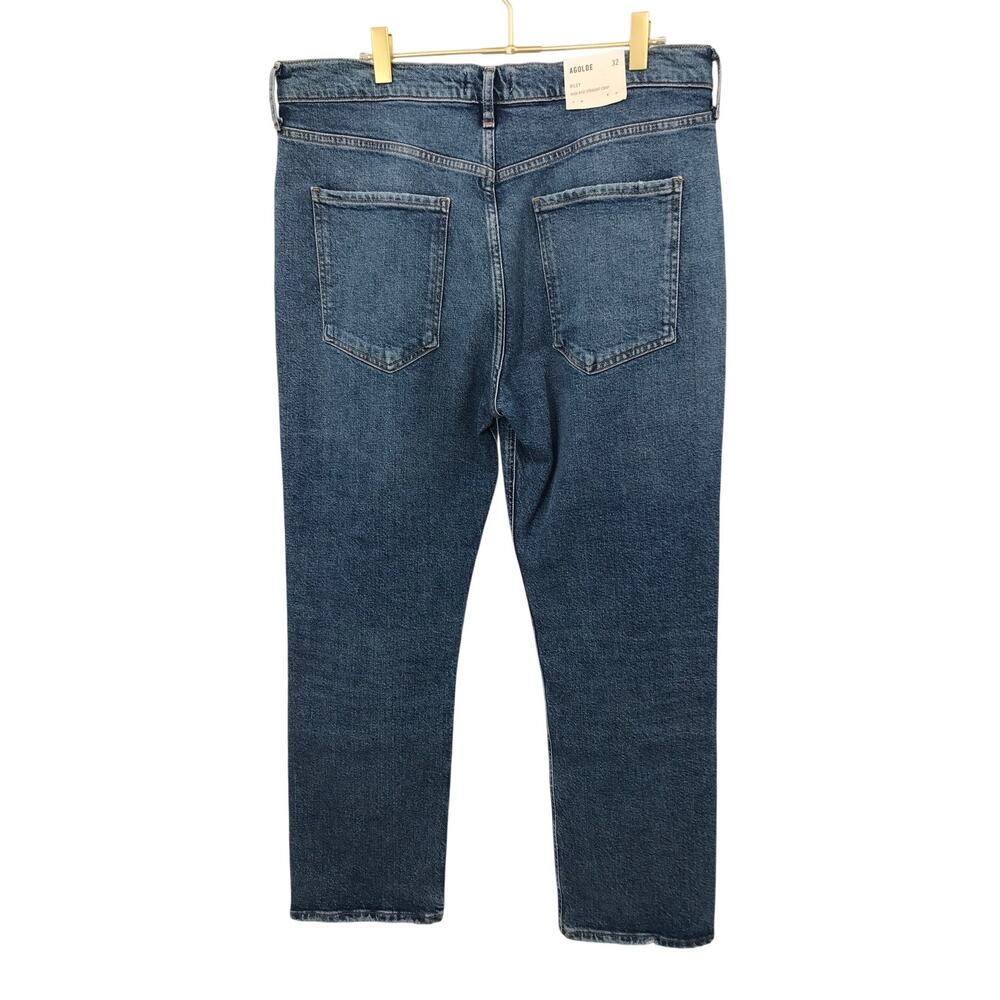 AGOLDE Riley High Rise Straight Crop Jeans 32 Medium Wash Button Fly - Picture 6 of 11